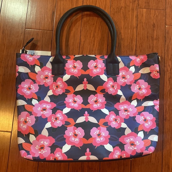 Designer Trina Turk Pink Floral large Tote Bag vegan leather - Picture 3 of 10